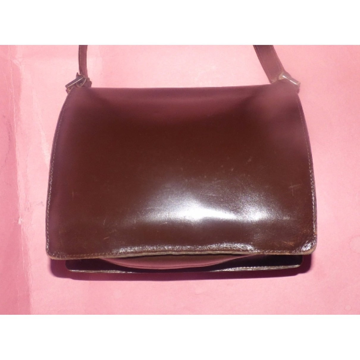 GUCCI 1960's 'Padlock' brown & tan leather boxy purse