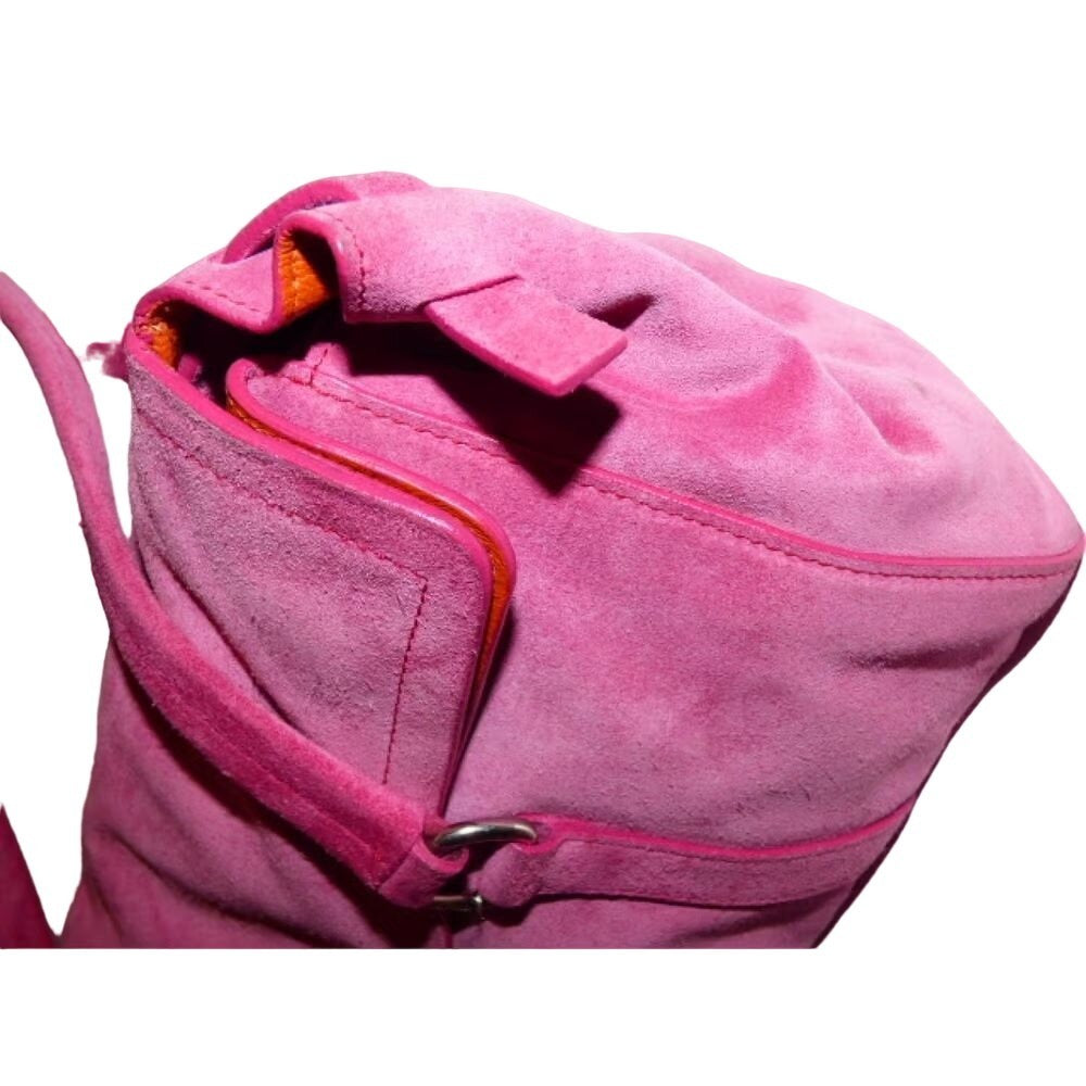 Prada pink suede & orange leather East to West satchel