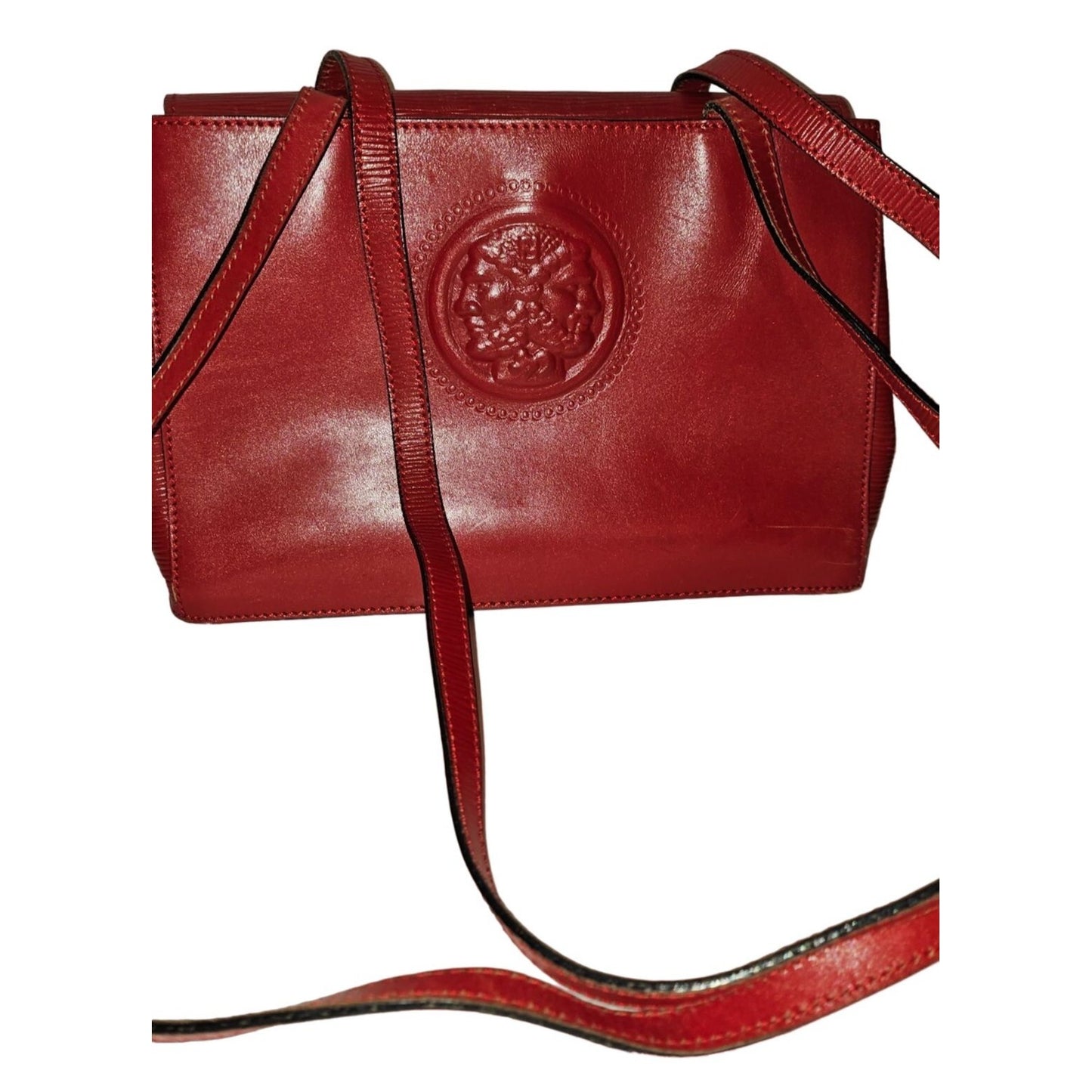 Fendi red leather Janus head satchel