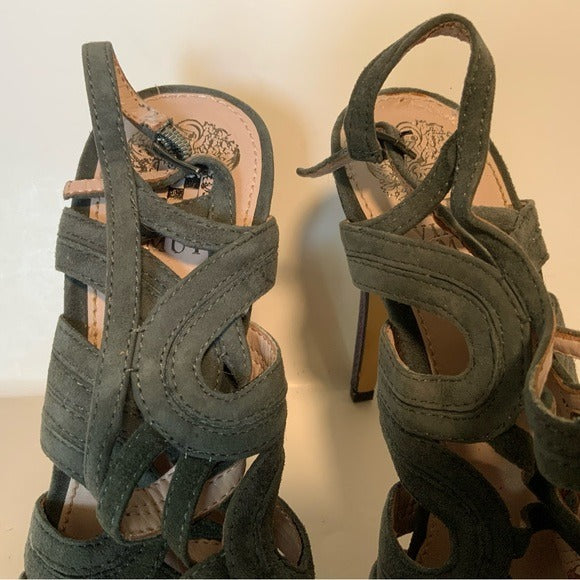 Vince Camuto Gray & Yellow Suede Strappy Sandals