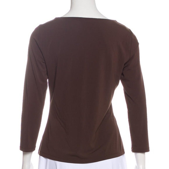 MICHAEL MICHAEL KORS Brown V-Neck Long Sleeve Top