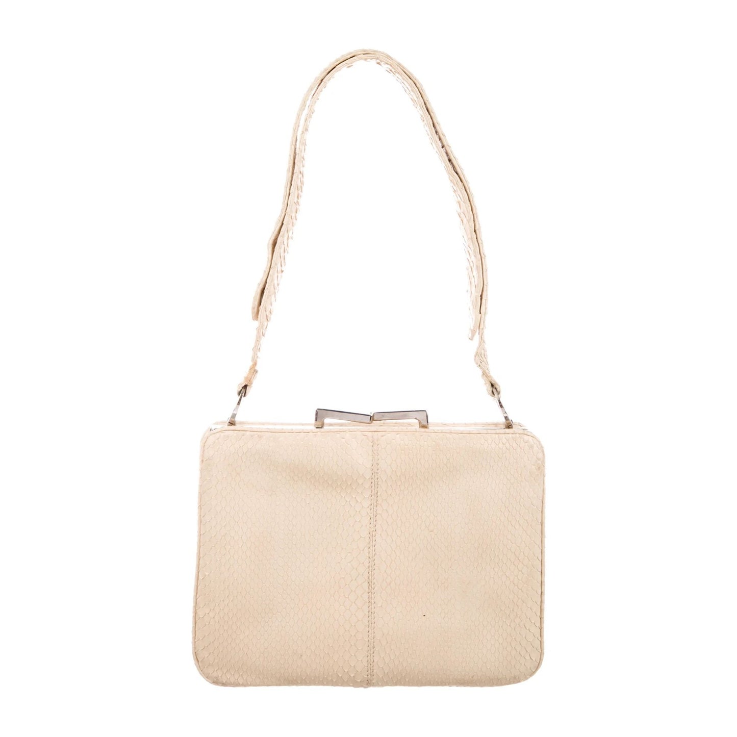 Creme snakeskin Fendi mini shoulder bag with chrome hardware