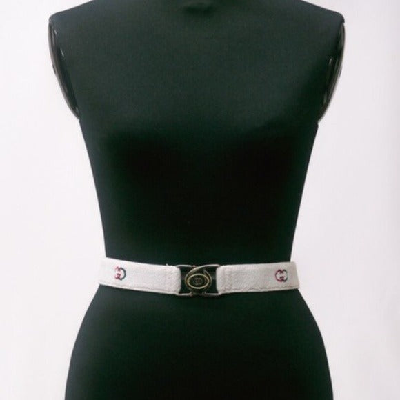 Gucci NOS White Terry Cloth Belt w Red Green Enamel