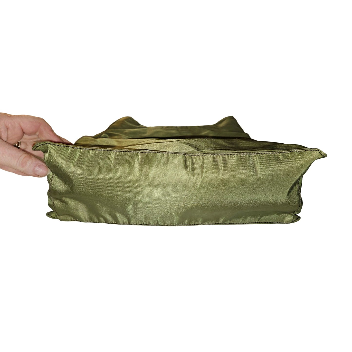 Prada olive nylon 1990's re-edition hobo with a Lucite strap