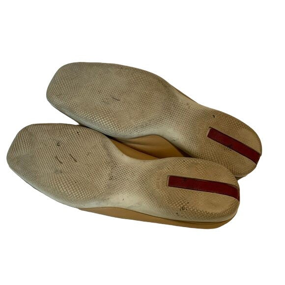 PRADA Camel Beige Squared Toe Slide Mules