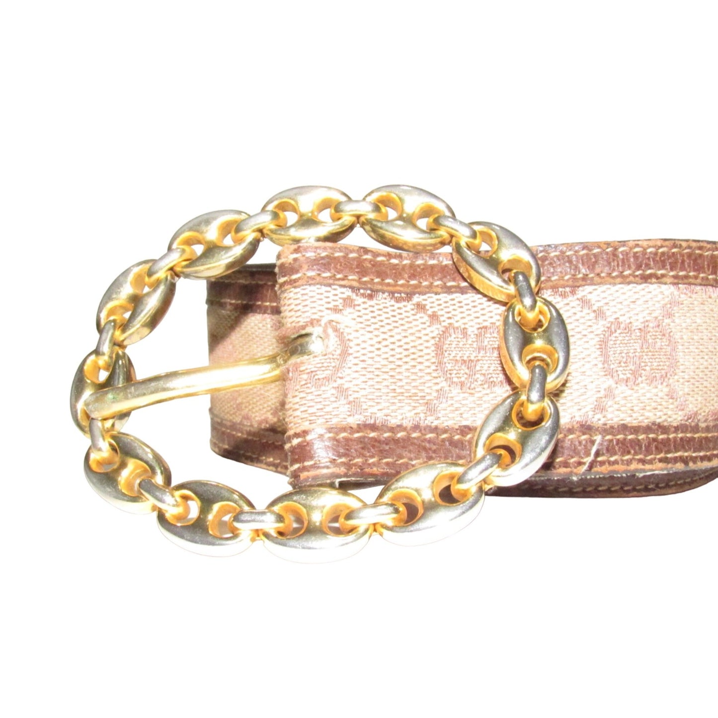 Early brown Guccissima leather belt w a gold Gucci link buckle