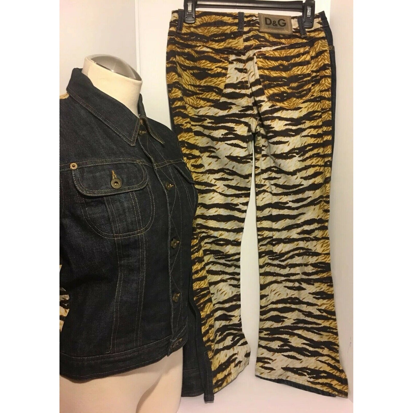 Dolce & Gabbana dark rinse denim & leopard print JEANS
