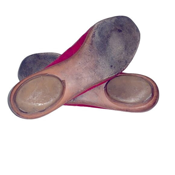 Salvadore Ferragamo Cranberry Red Suede Mary Jane Flats