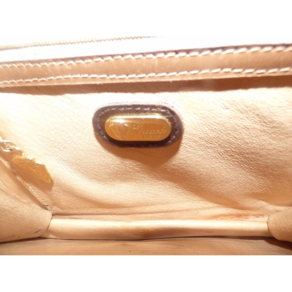 GUCCI 1960's 'Padlock' brown & tan leather boxy purse