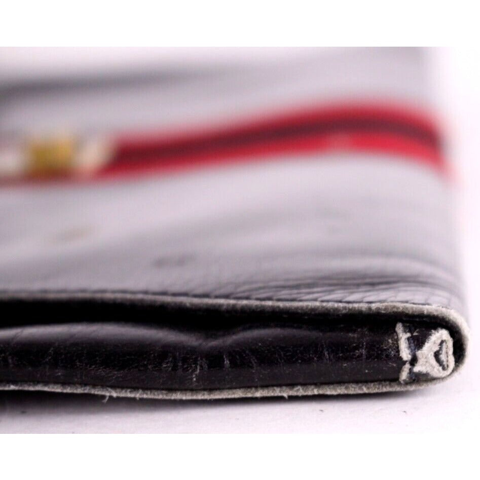 Vintage, Gucci, midnight blue leather, clutch, portfolio, or tablet holder with a wide, red and navy Sherry stripe