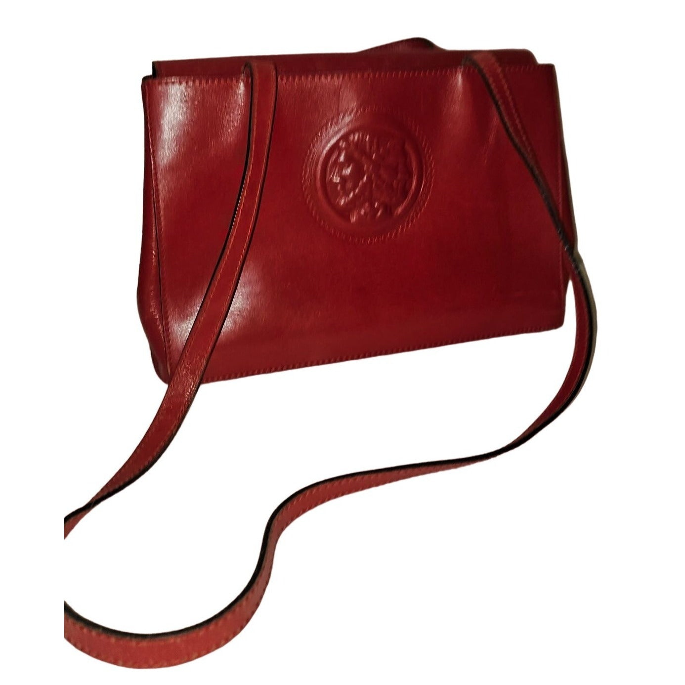Fendi red leather Janus head satchel