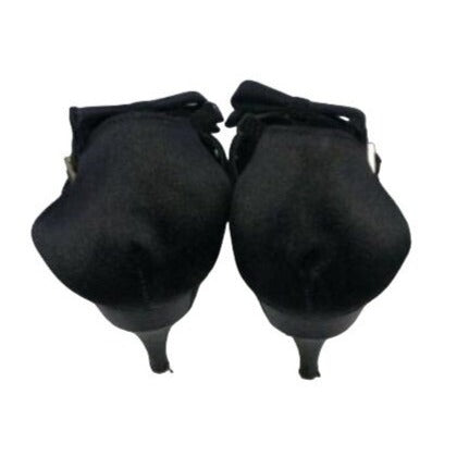 Fendi Black Satin D'orsay Slingback Heels