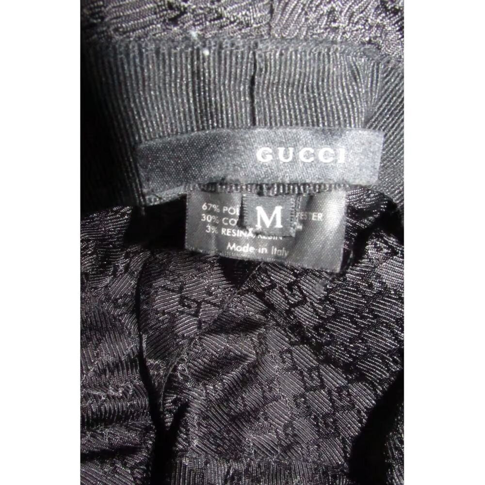 Gucci blue Guccissima print bucket hat w white leather