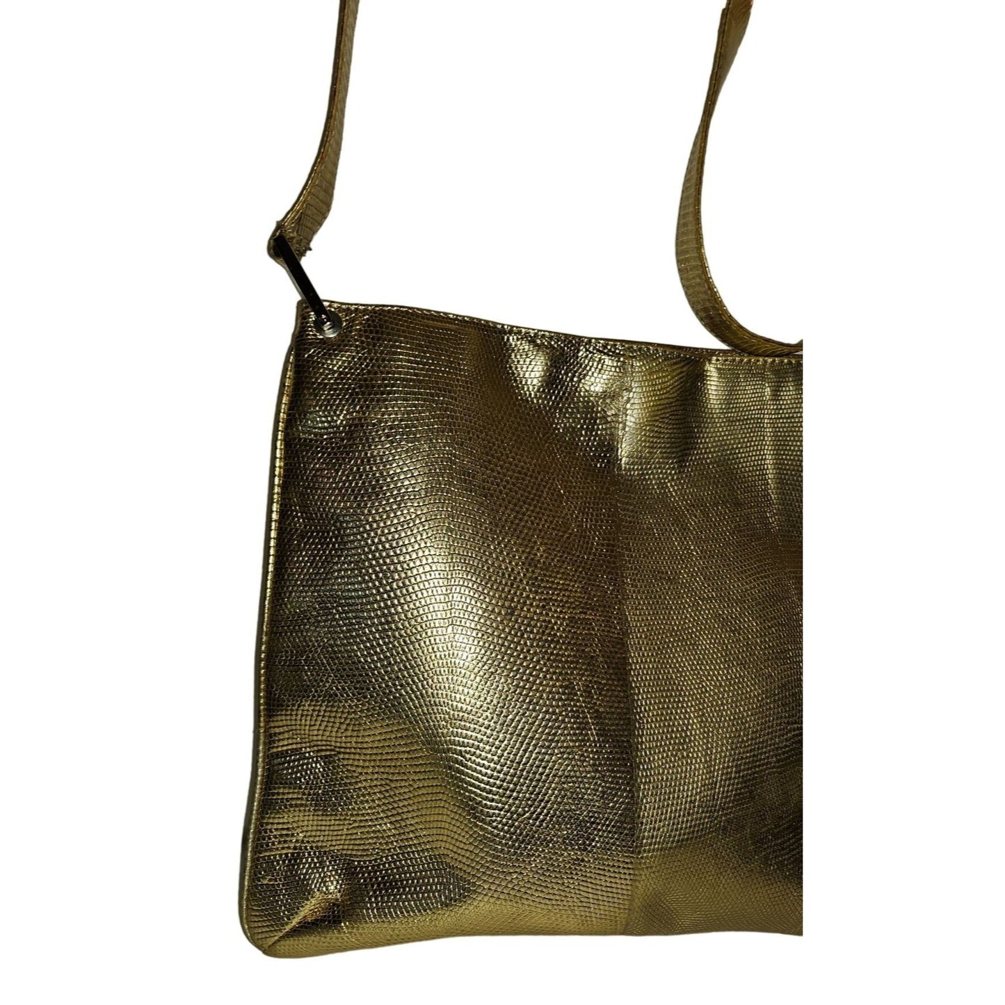 Fendi gold reptile tote with chrome FF accents