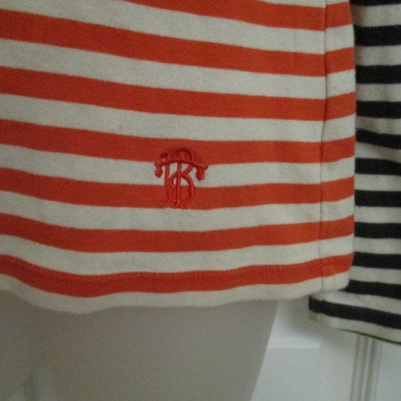 *Tory Burch Black Orange Striped Long Sleeve Tee