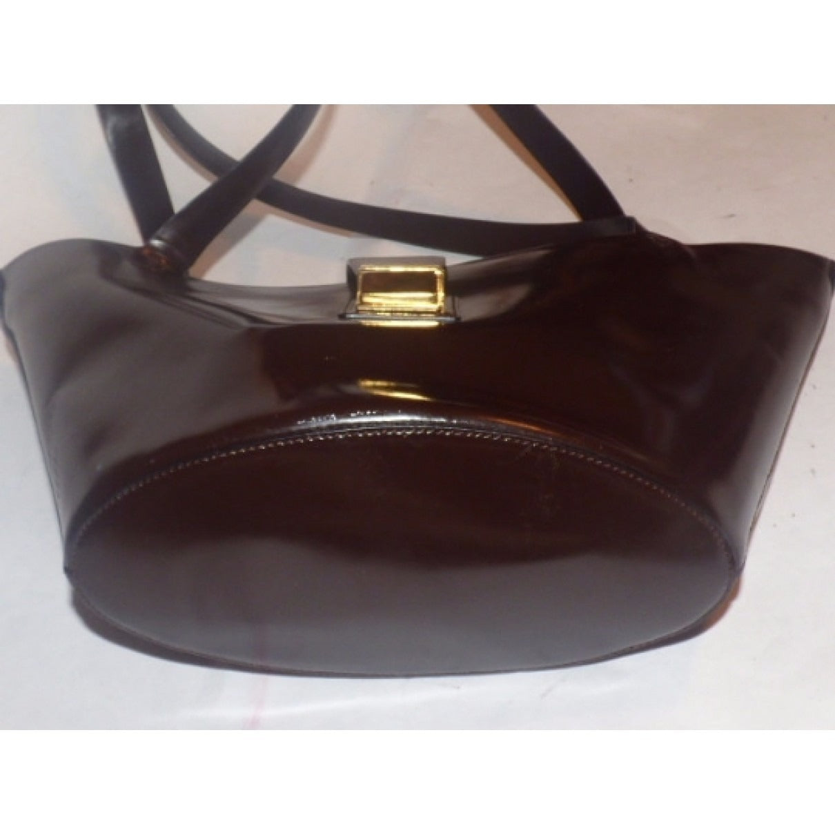 Moschino brown patent leather bucket bag