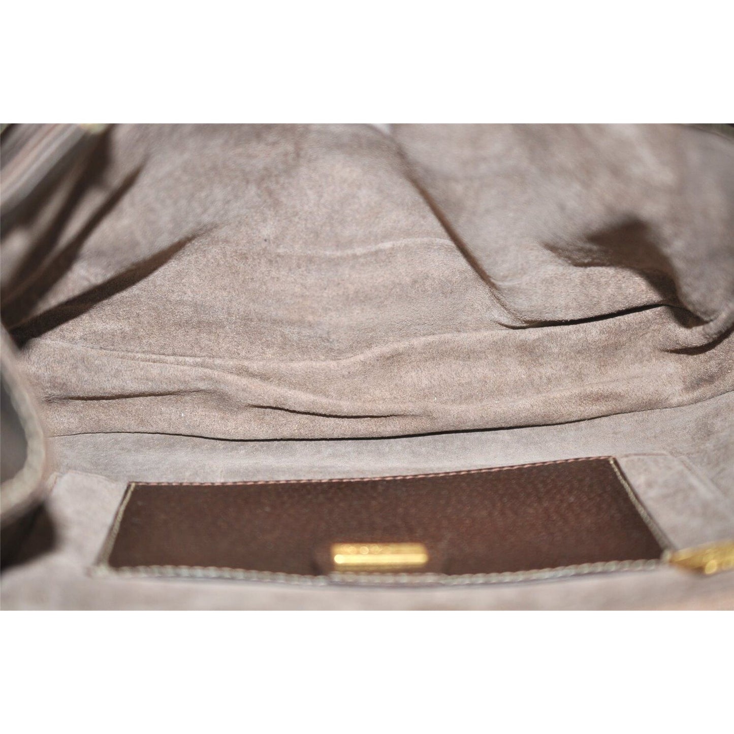 Vintage Gucci boarskin leather top handle Kelly style purse with bamboo look accents and carved wood handle