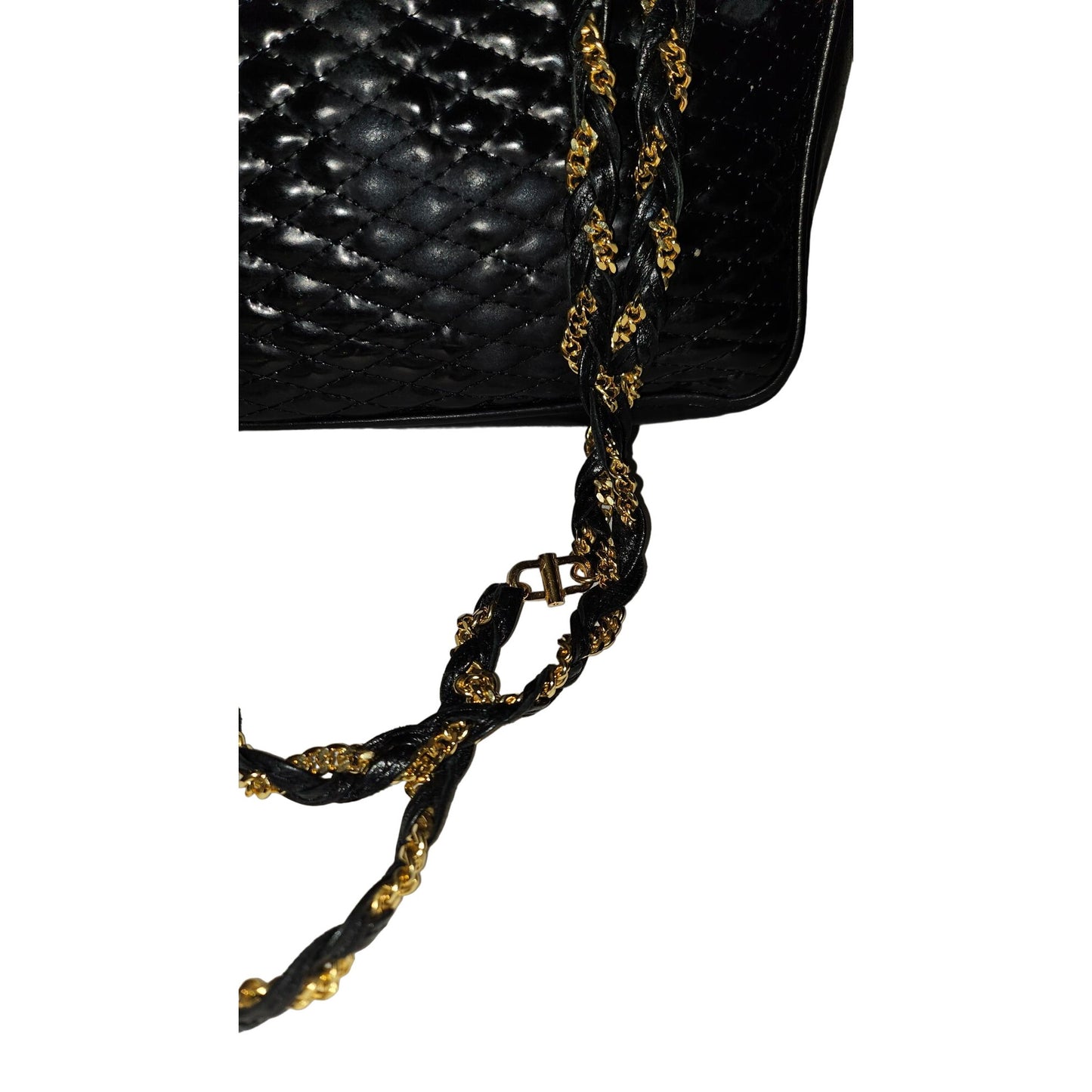 Bally black quilted leather large shoulder bag w chain strap