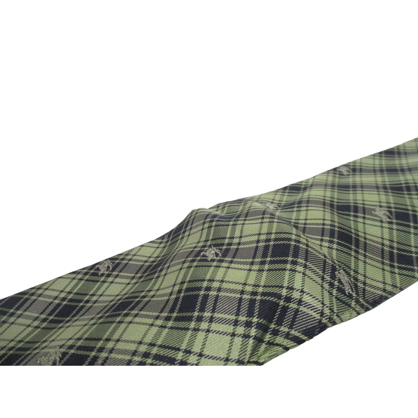 Vintage Burberry's of London tie made of 100% silk with an iconic plaid print with knights in shades of blue, yellow, and green