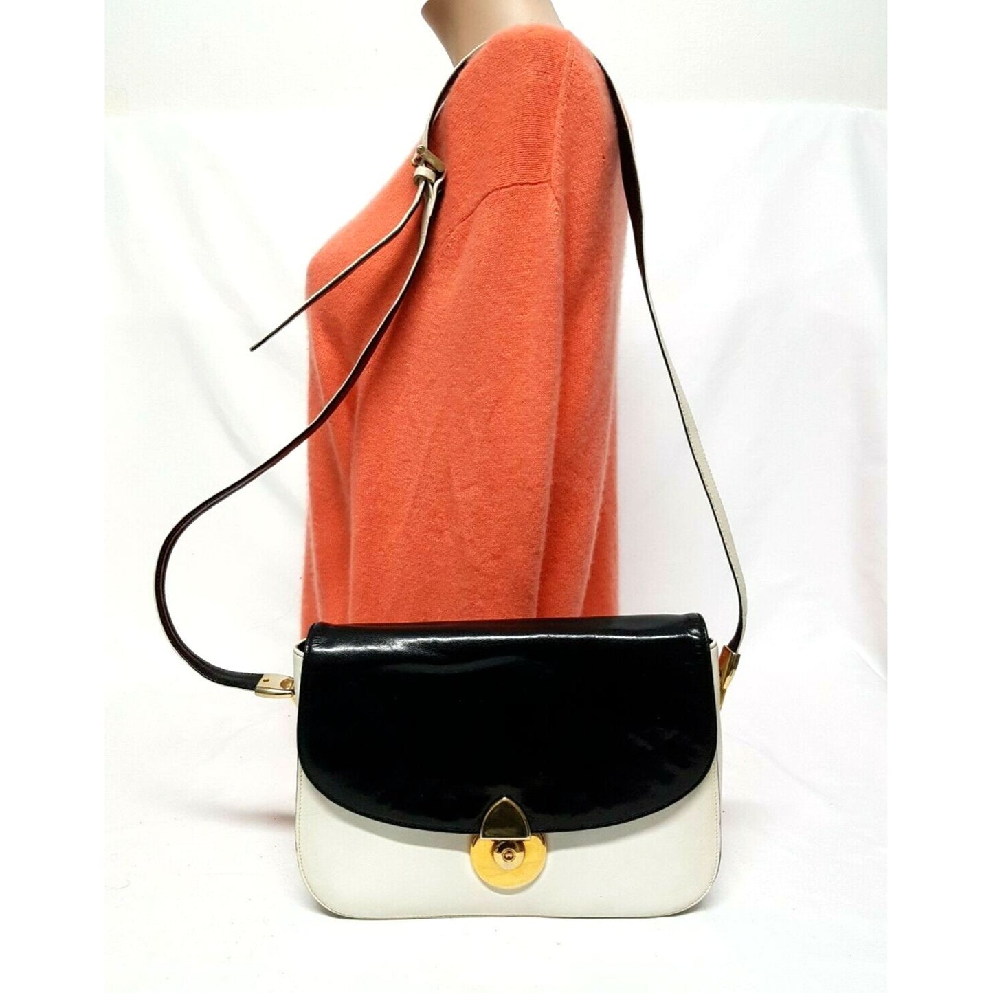 Bally black & white leather color block cross body