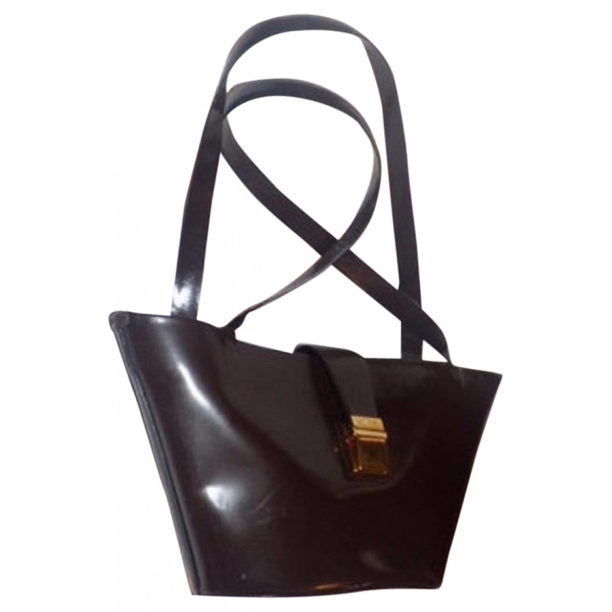 Moschino brown patent leather bucket bag