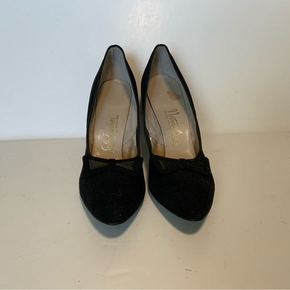 RETRO Naturalizer Black Suede Party Pumps Pointed Toe