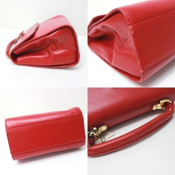 Roberta Di Camerino Red Leather Vintage Designer Satchel Purse