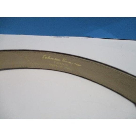 *Salvatore Ferragamo Brown Vintage Narrow Square Logo Buckle Belt
