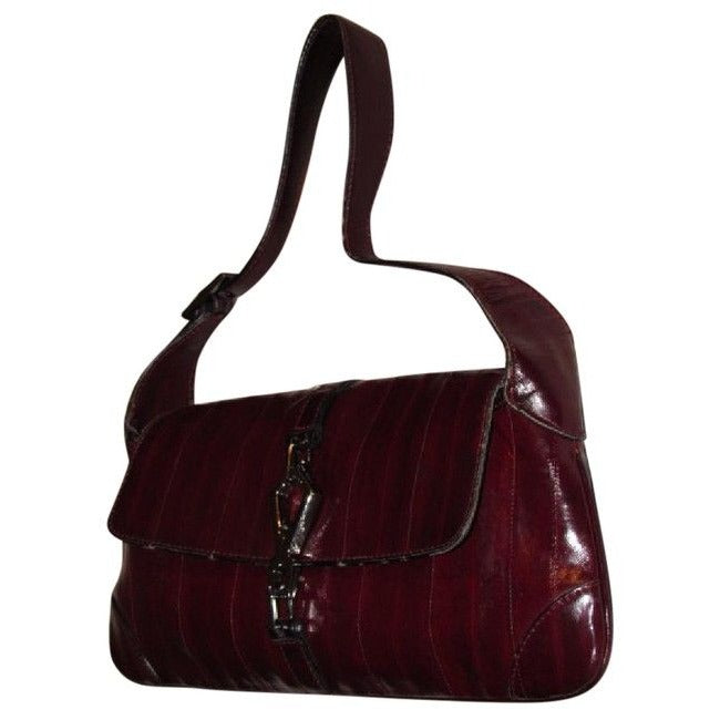 Tom Ford era Gucci Jackie Burgundy Eel Skin Leather Purse