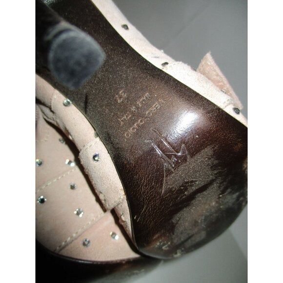 Guiseppe Zanotti Tan Beige Suede Rhinestone Booties - Size 37