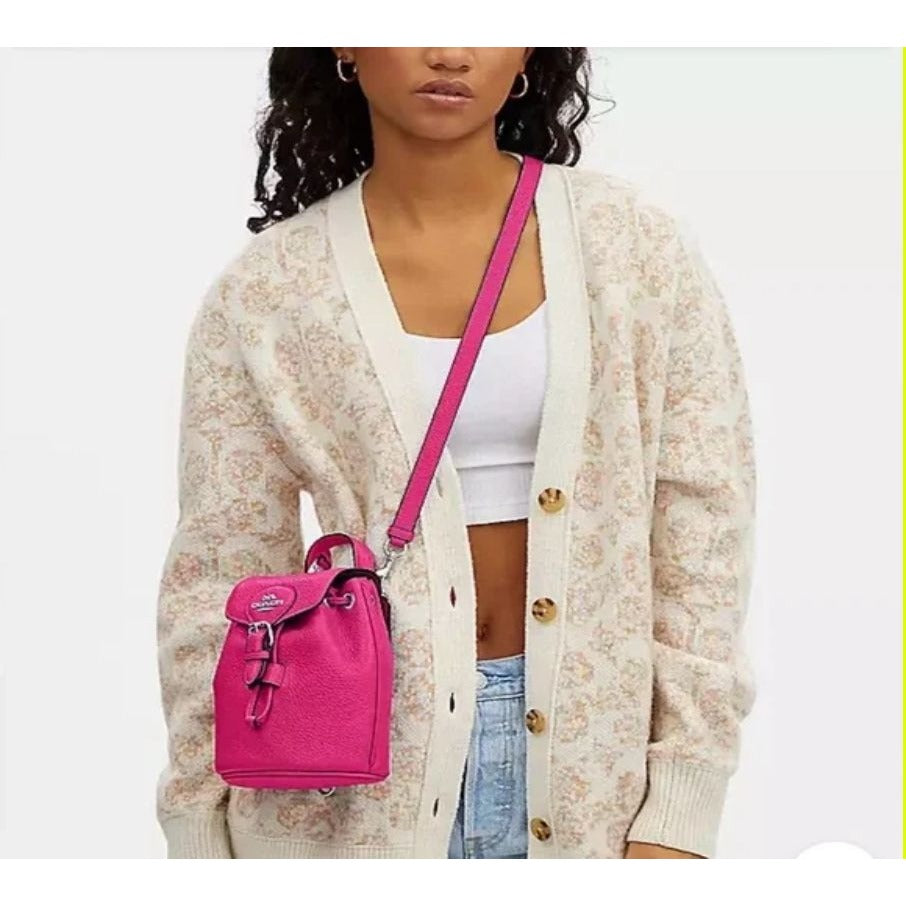 Coach NWT Fuchsia Leather Amelia Convertible Backpack