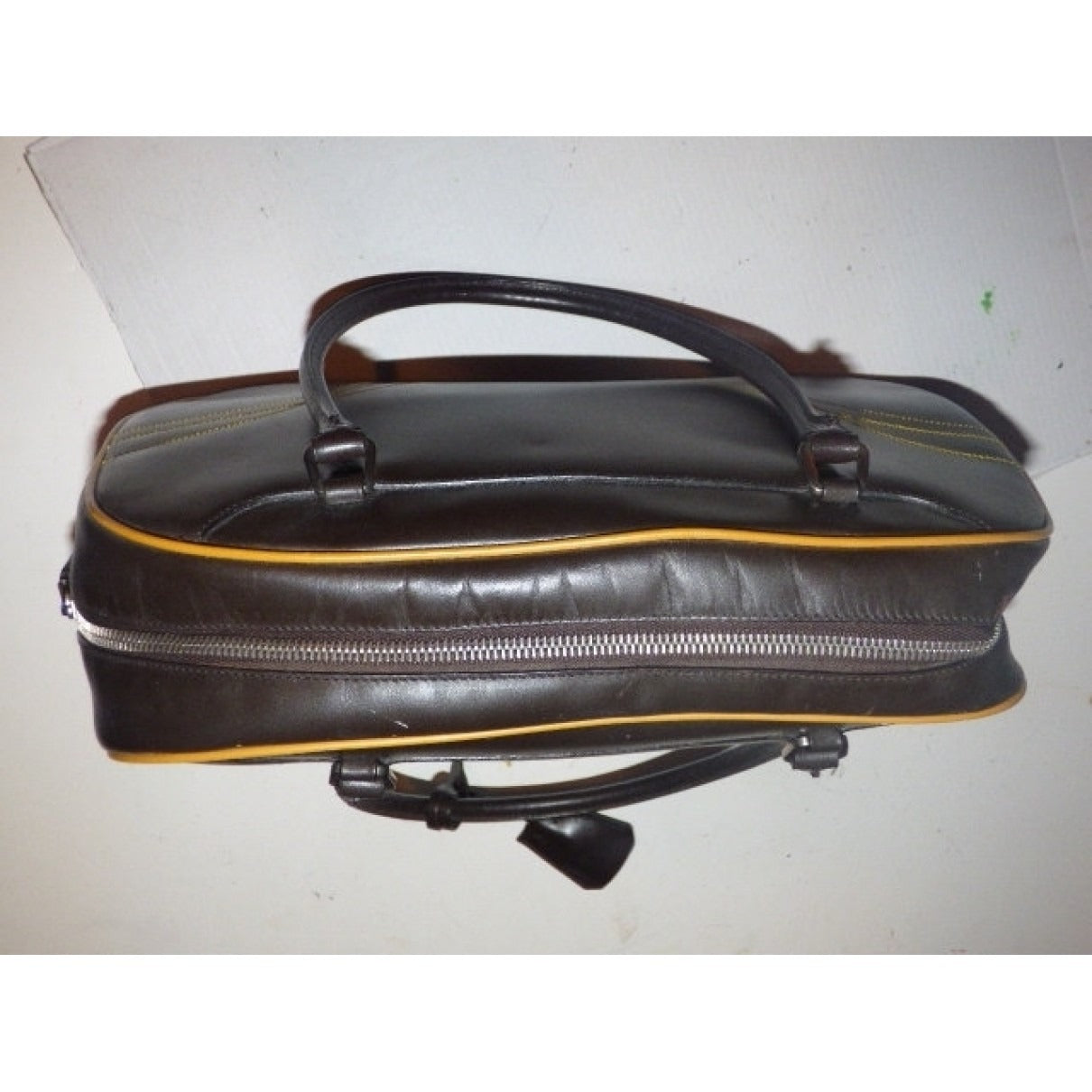 Prada 1990's brown leather bowling bag