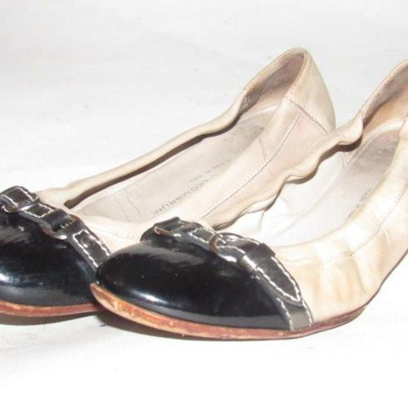 Attilio Giusti Leombruni Metallic Ivory Leather Flats
