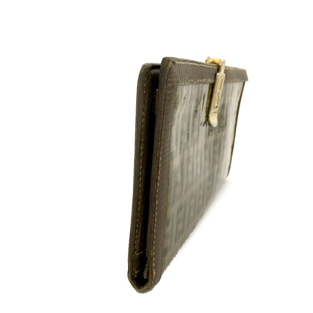 Fendi Zucchino print leather XL wallet w gold FF hinged clasp