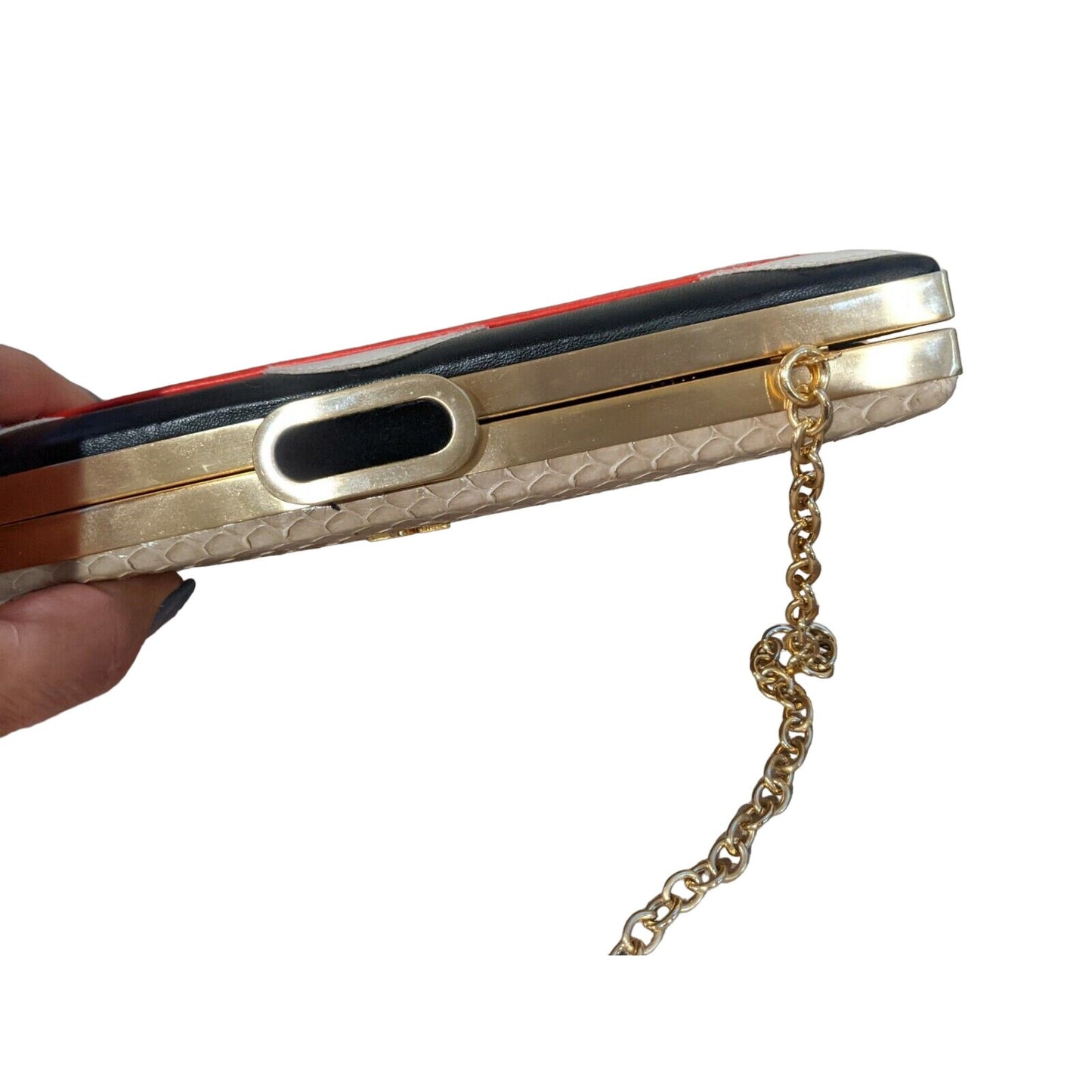 DVF eel & python double-sided two-way clutch w mod print