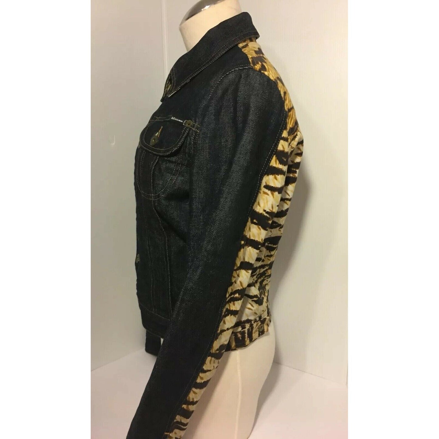 Dolce & Gabbana dark rinse denim & leopard print JEANS