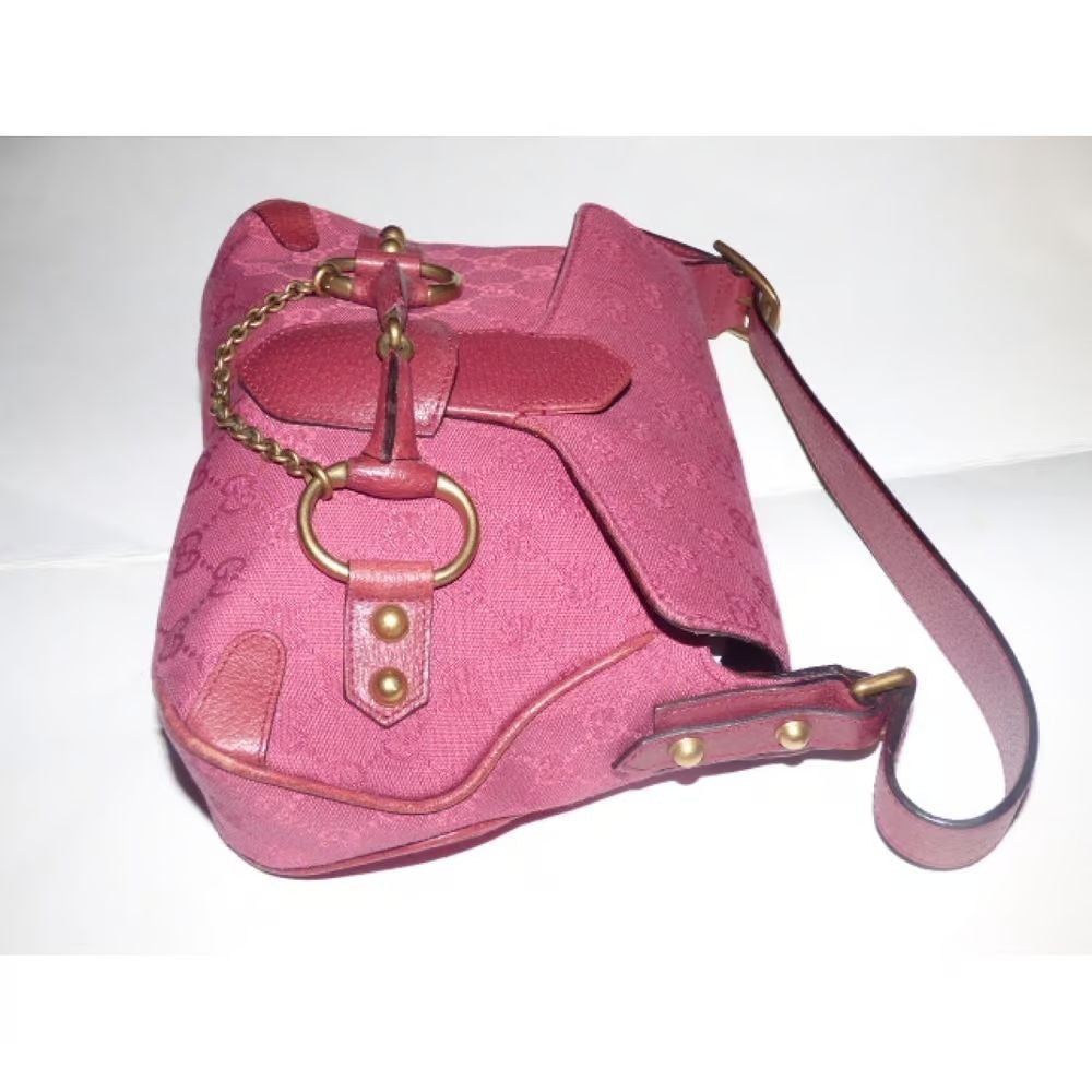 Gucci pink Guccissima leather Horse-bit chain saddle bag