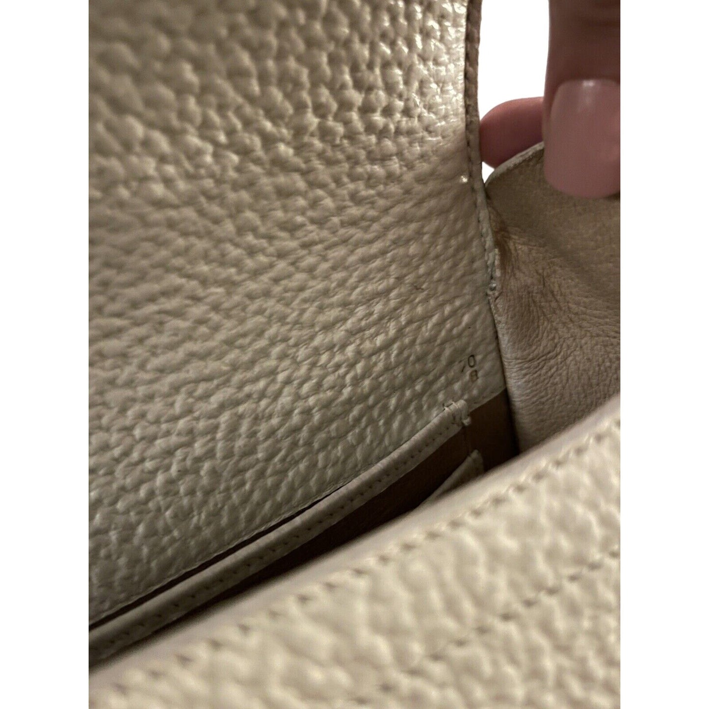 RARE Gucci white leather lunchbox bamboo bag w red & blue stripes