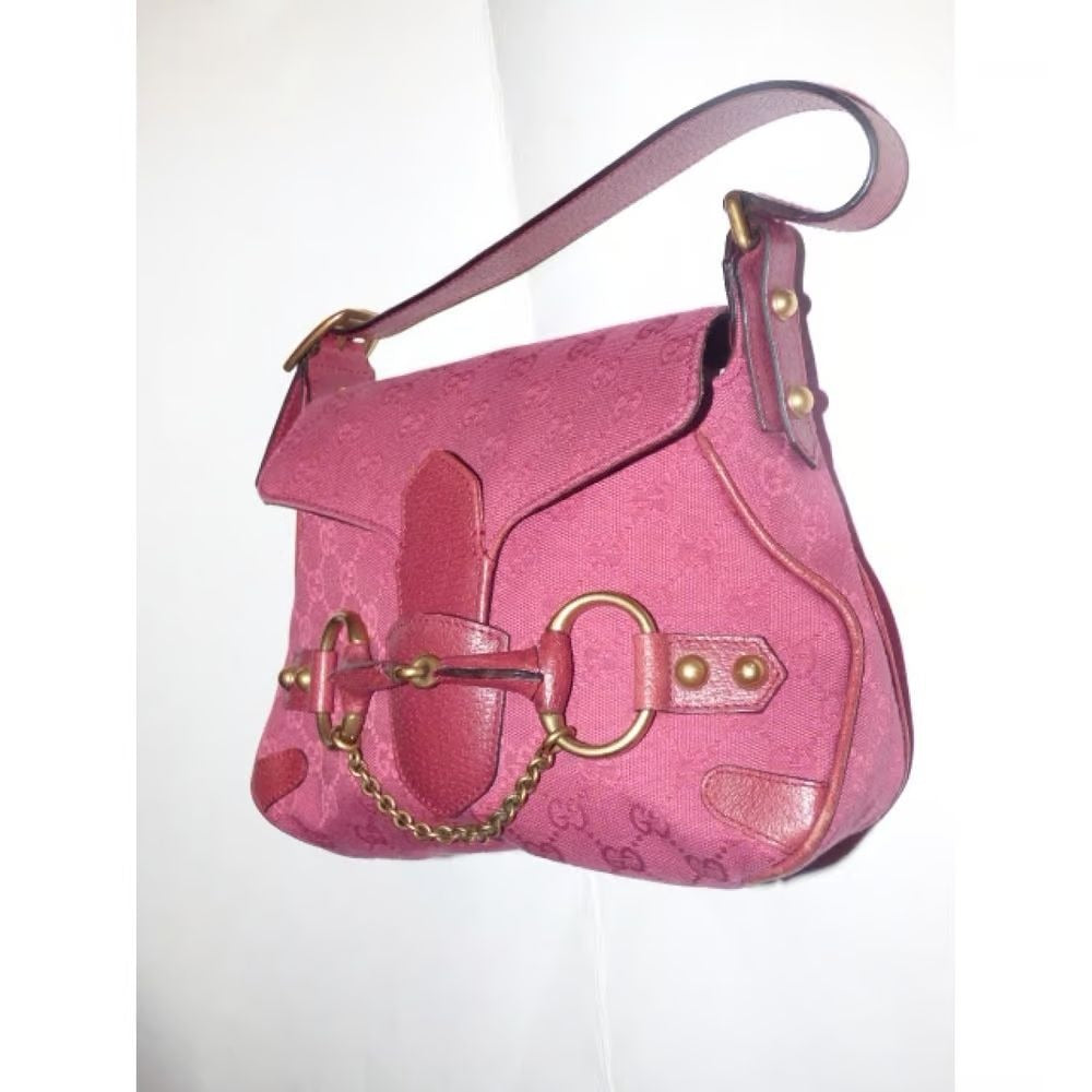 Gucci pink Guccissima leather Horse-bit chain saddle bag