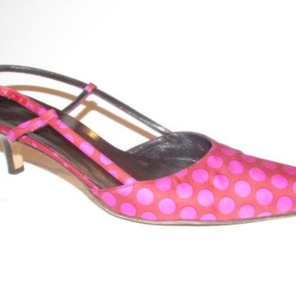 Kate Spade Fuchsia Polka Dots Over Brown Silk
