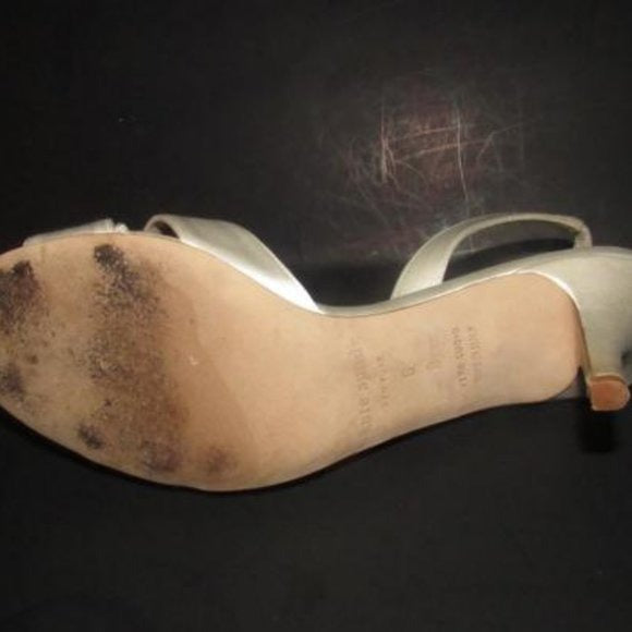 Kate Spade White Satin Slingbacks w Bow