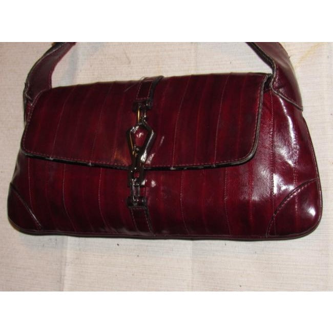 Tom Ford era Gucci Jackie Burgundy Eel Skin Leather Purse