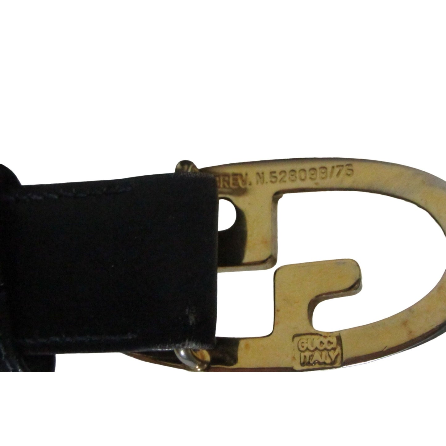 Gucci navy Guccissima leather belt w two- tone GG logo buckle