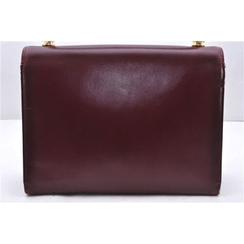 Gucci burgundy top handle Kelly bag w blue lapis clasp & wallet