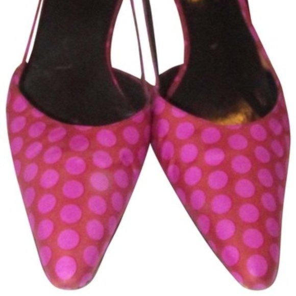 Kate Spade Fuchsia Polka Dots Over Brown Silk