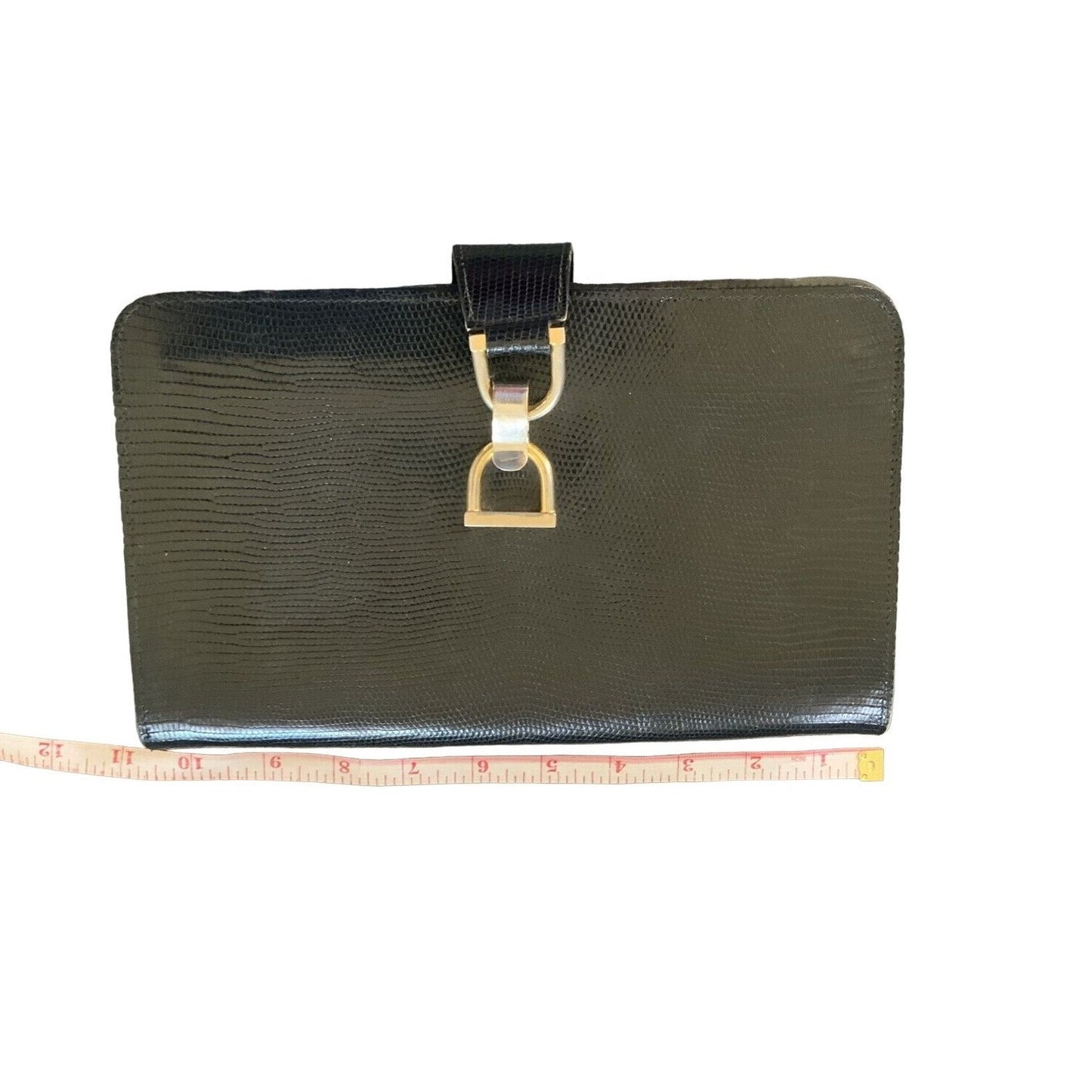 Gucci rich midnight blue lizard skin leather two-way purse