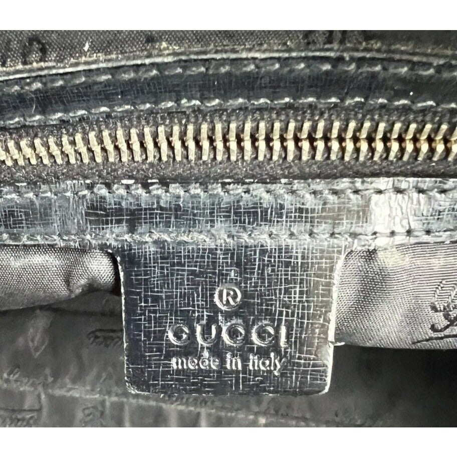 Gucci Navy Leather XL Two-Way Dialux Pop Bamboo Satchel