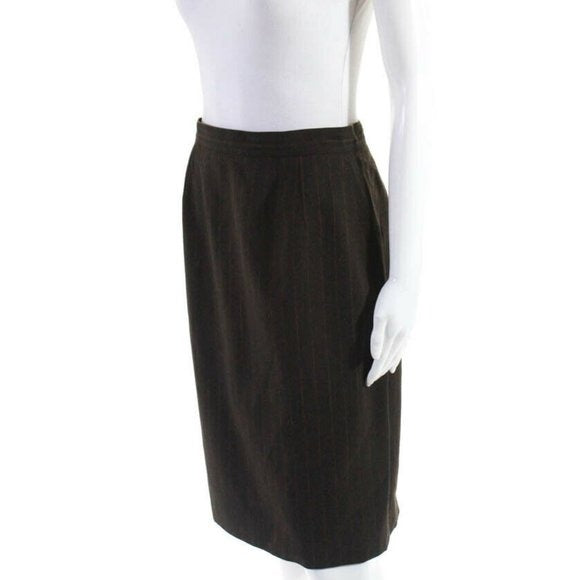 EMANUEL UNGARO WOMENS VINTAGE PINSTRIPED PENCIL SKIRT