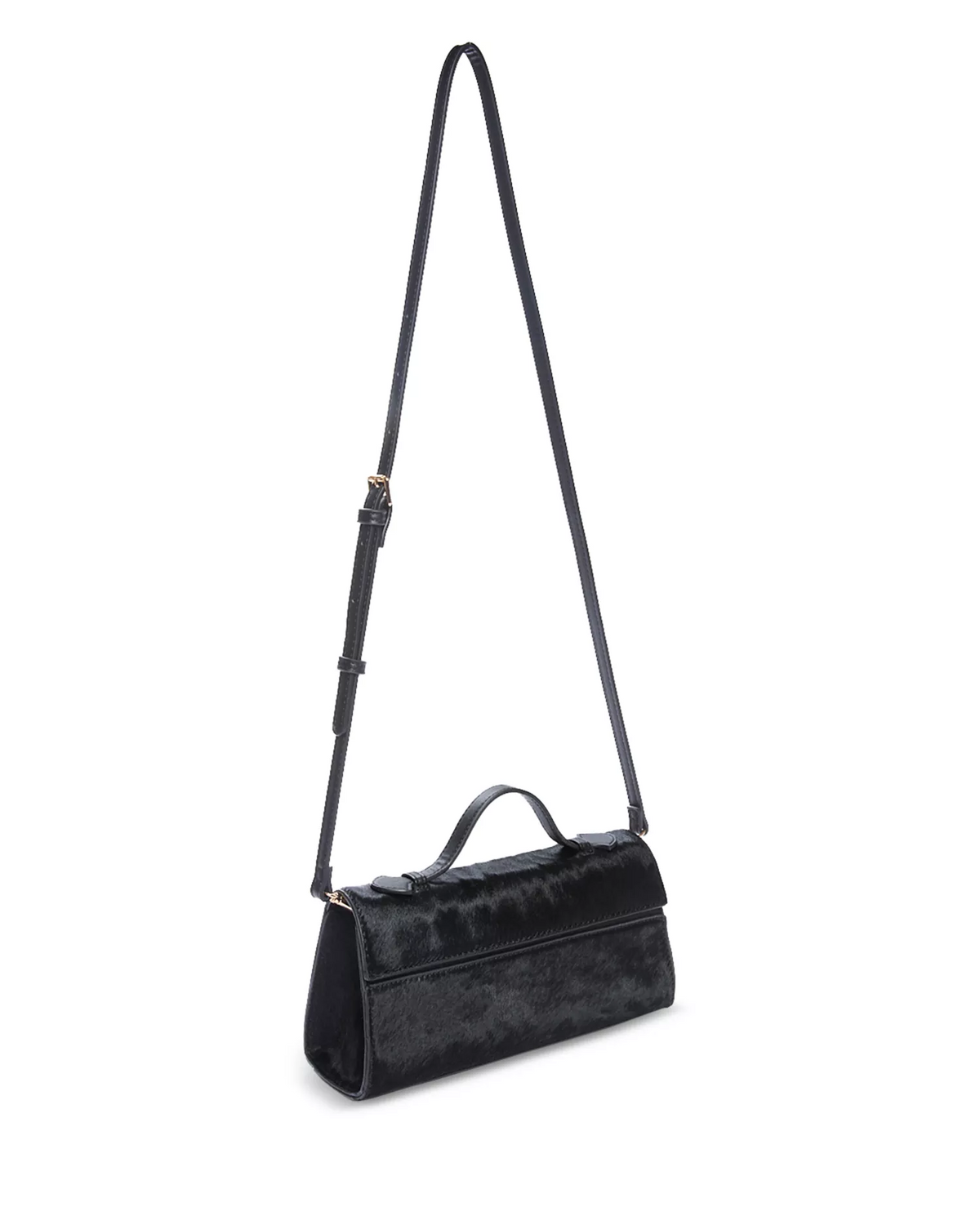 Aqua black pony hair & leather two way satchel