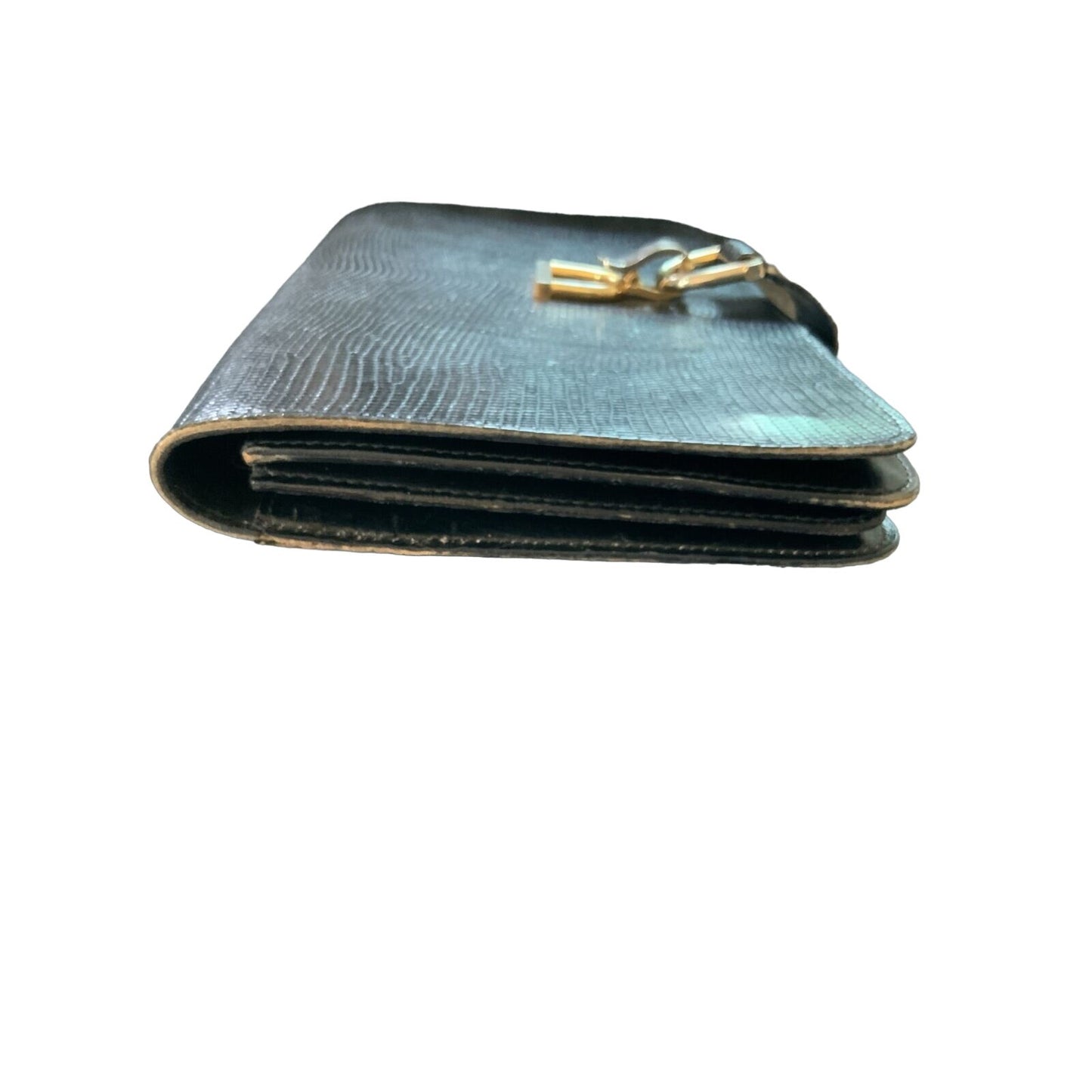 Gucci rich midnight blue lizard skin leather two-way purse